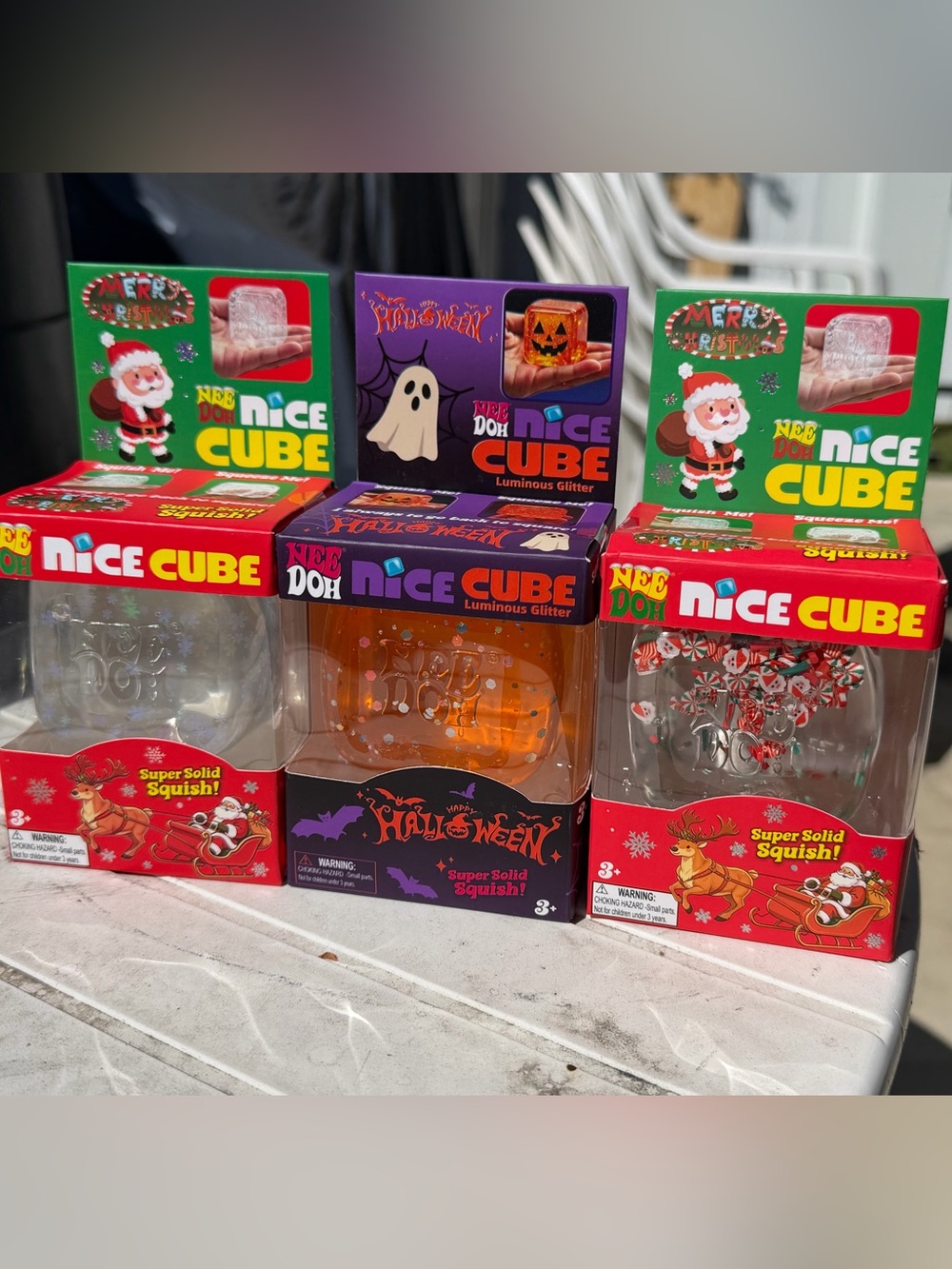 Schylling NeeDoh Nice Cube Christmas and Halloween Set of 3
